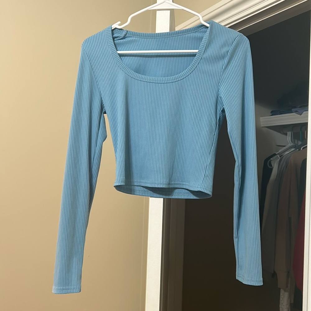 light blue cropped long sleeve